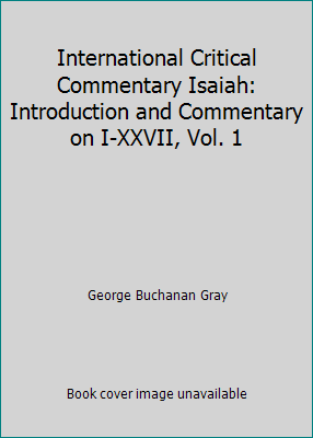 International Critical Commentary Isaiah: Intro... B0063T5K2A Book Cover