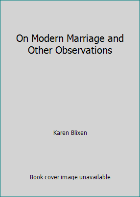 On Modern Marriage and Other Observations 0947795324 Book Cover