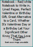 I LOVE YOU - Notebook : Red/white Notebook to Write in, Lined Pages, Perfect Valentine or Birthday Gift, Great Alternative to a Card, Whether It's Valentines Day or a Birthday Let Your Significant Oth