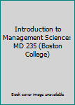 Paperback Introduction to Management Science: MD 235 (Boston College) Book