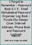 Paperback I Forgot to Remember : Password Book 6 X 9 . Small Alphabetical Password Organizer Log Book : Purple Sky Design Cover Internet Address, Phone Book and Password Logbook Book