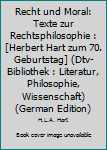 Pocket Book Recht und Moral: Texte zur Rechtsphilosophie : [Herbert Hart zum 70. Geburtstag] (Dtv-Bibliothek : Literatur, Philosophie, Wissenschaft) (German Edition) [German] Book