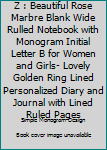 Z : Beautiful Rose Marbre Blank Wide Rulled Notebook with Monogram Initial Letter B for Women and Girls- Lovely Golden Ring Lined Personalized Diary and Journal with Lined Ruled Pages