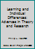 Learning and Individual Differences: Advances in Theory and Research 0716719835 Book Cover