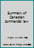 Summary of Canadian commercial law B0007JXZF6 Book Cover