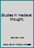 Studies in medieval thought, B0007DLPQ8 Book Cover